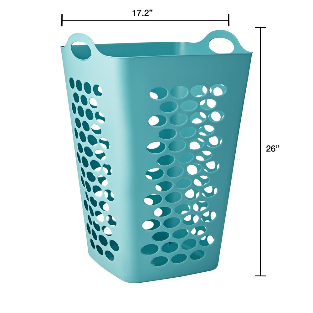 2 Bushel Flexible Square Laundry Hamper Durable Construction Laundry Box Teal