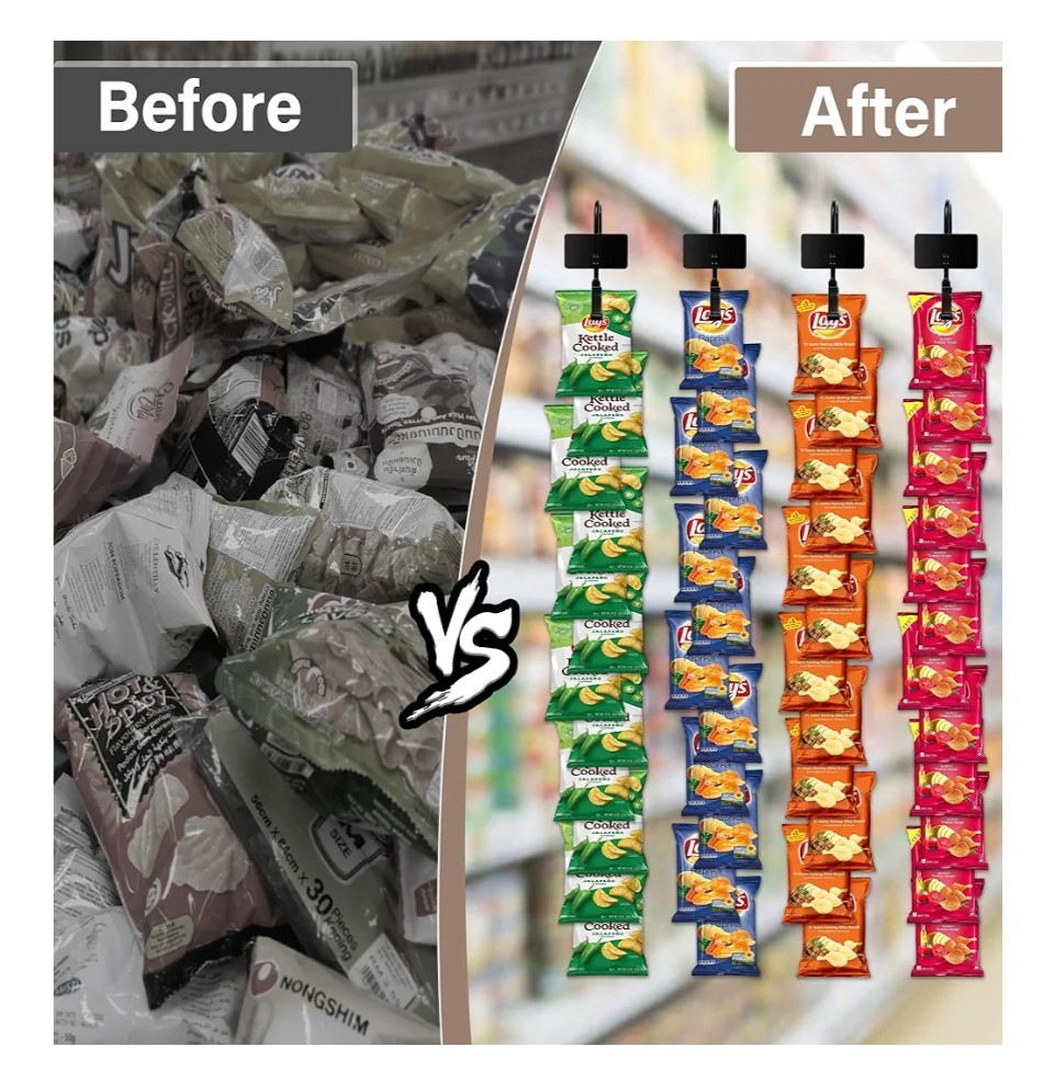 Hanging Merchandise Strips with Hooks - 32 inches Chip Display Rack Stands