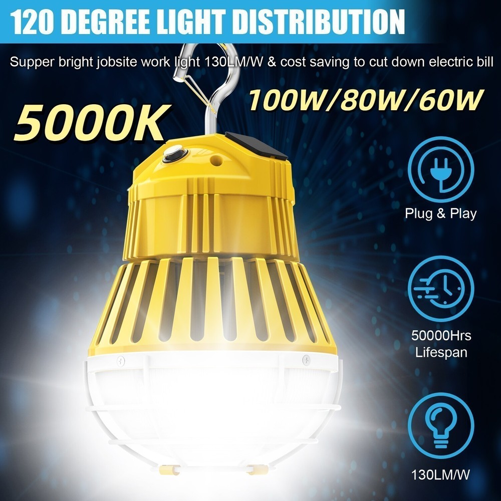 100W LED Temporary Work Linkable 14000LM 5000K for Construction Site