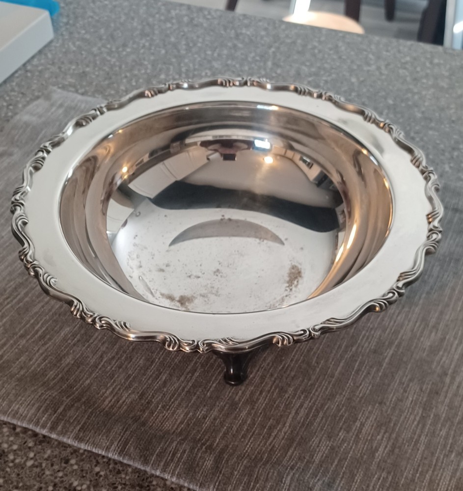 Vintage Silver Plated Serving Bowl 10in Diameter