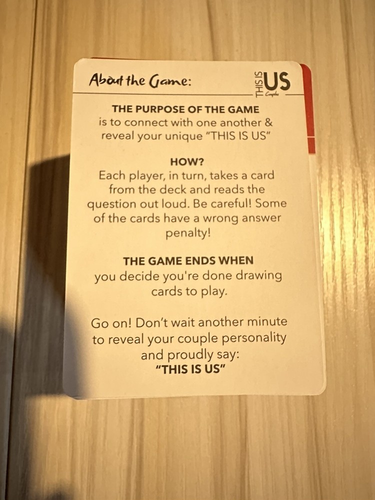 This Is Us ' Couples ' Card Game