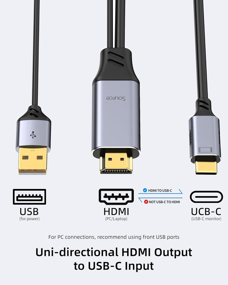 HDMI to USB C Adapter Cable 3.3ft 4K60Hz, Unidirectional System Type...