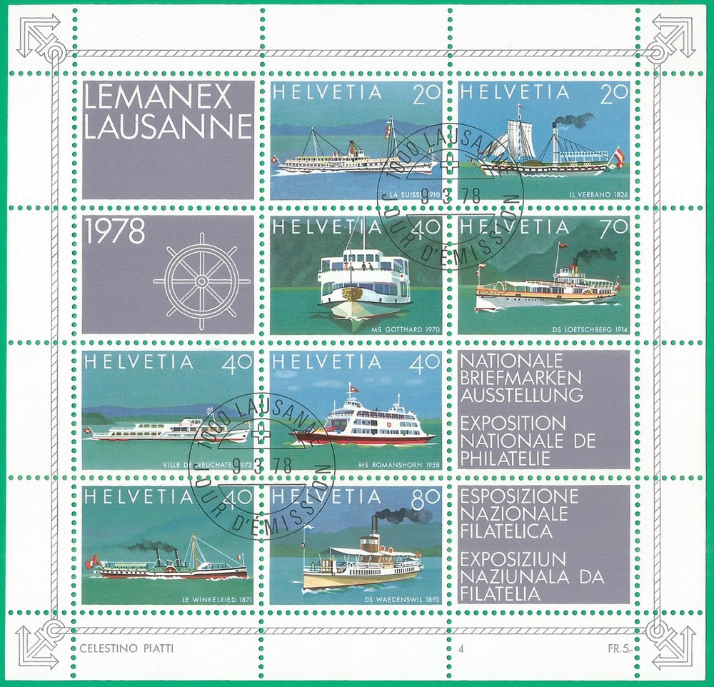 Switzerland 1978 used  S/S  ships