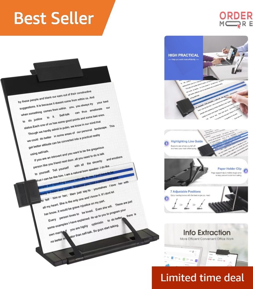 Desktop Document Holder Stand Metal Adjustable 7 Positions Office Reading