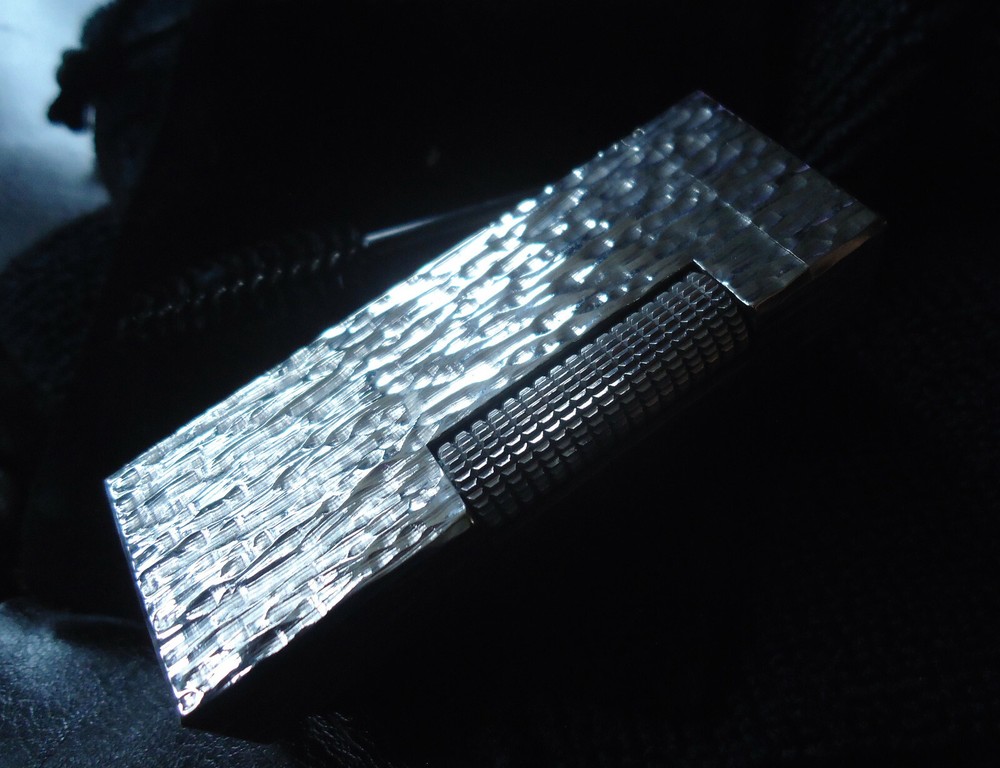 Dunhill Rollagas Lighter - Silver Plated - 'Bark' Pattern - Serviced