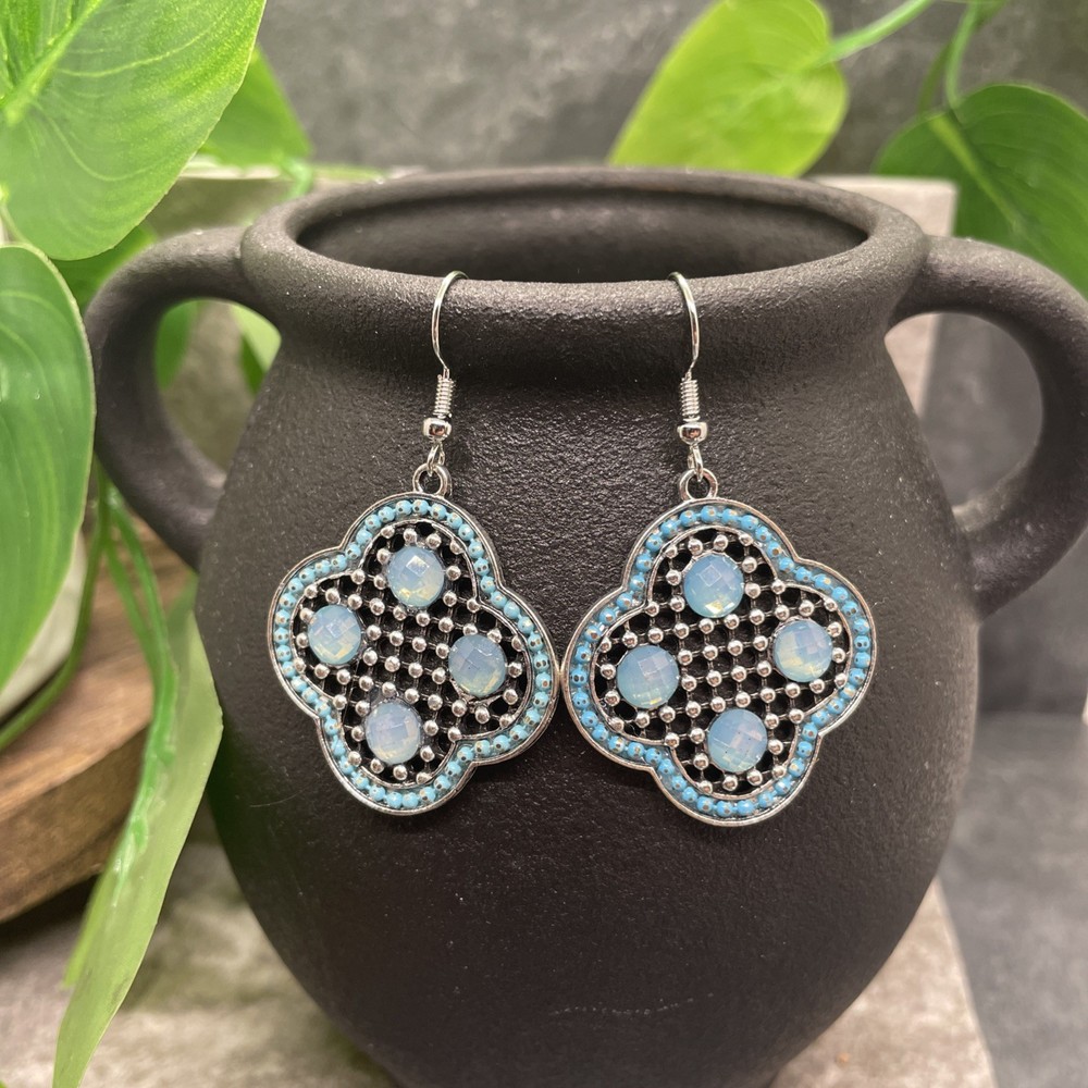 2” Silver-tone Boho Retro Earring Set Drop Dangle New Free Ship B6352