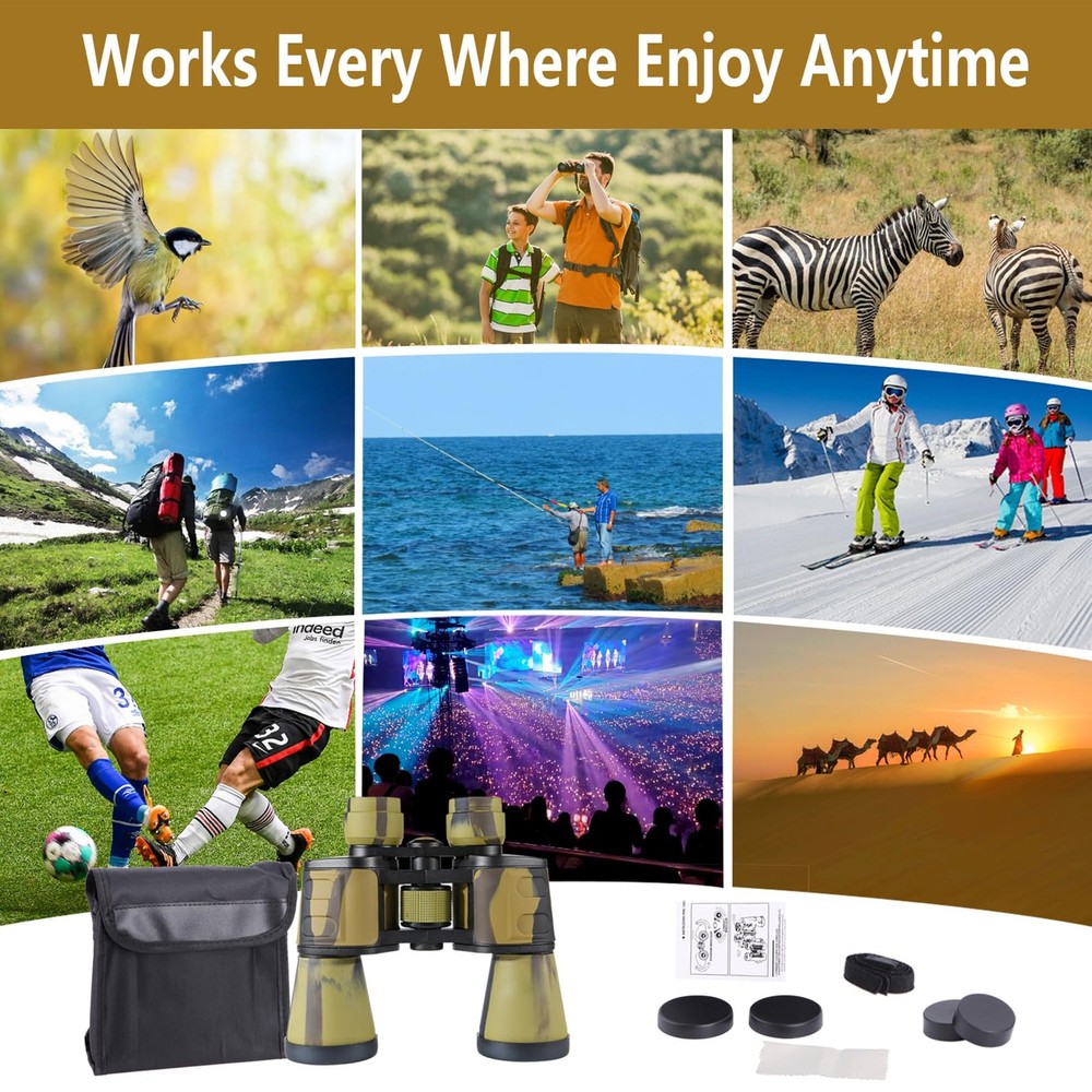 Binoculars 20x50 - Professional High Magnification HD Compact Binoculars for ...