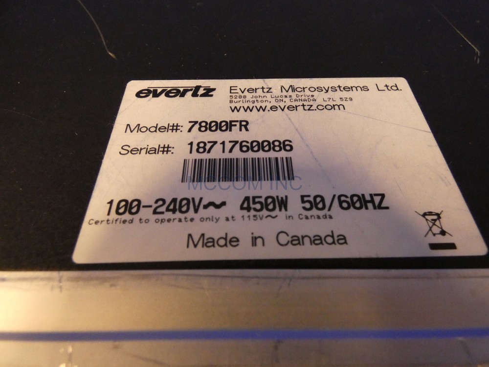 Evertz 7800FR Frame w/ 7-770ADVR-HD Modules, 2 PS