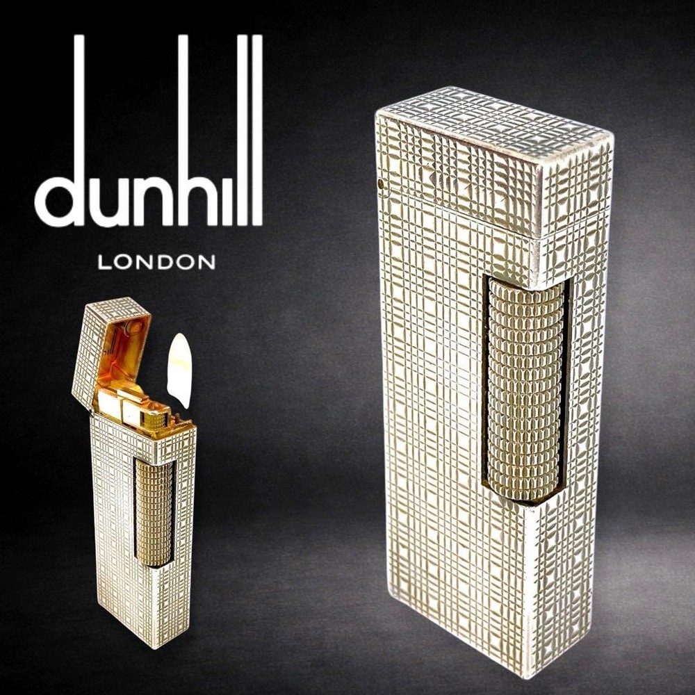 Used Dunhill Silver Gas Lighter Pyramid Ignition Confirmed Excellent +++