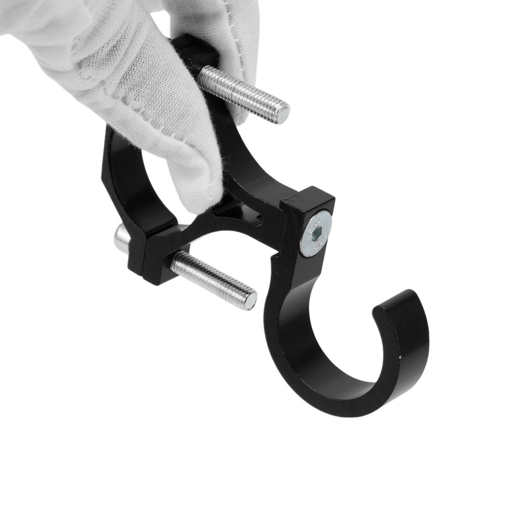 Black motorcycle hook with screws, for alloy bow, 1 pc