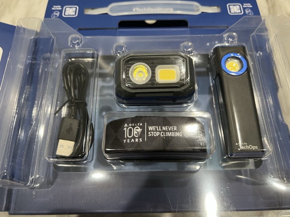 100th Anniversary Delta Air Lines Airlines Tech Ops Flashlight Headlamp Set