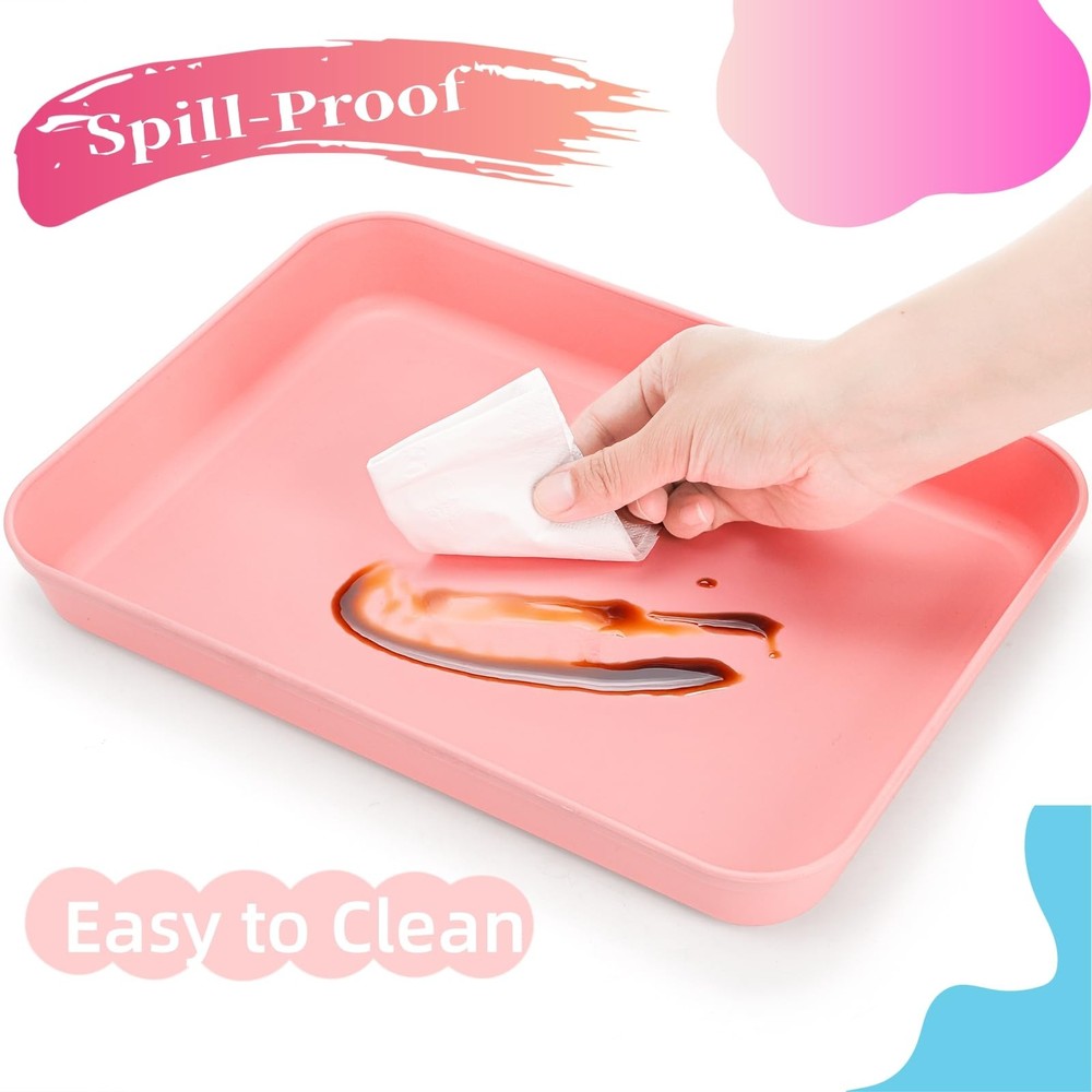 15 Pack Plastic Art Trays, Deep Activity Sand Serving Trays, Stackable Spill-...