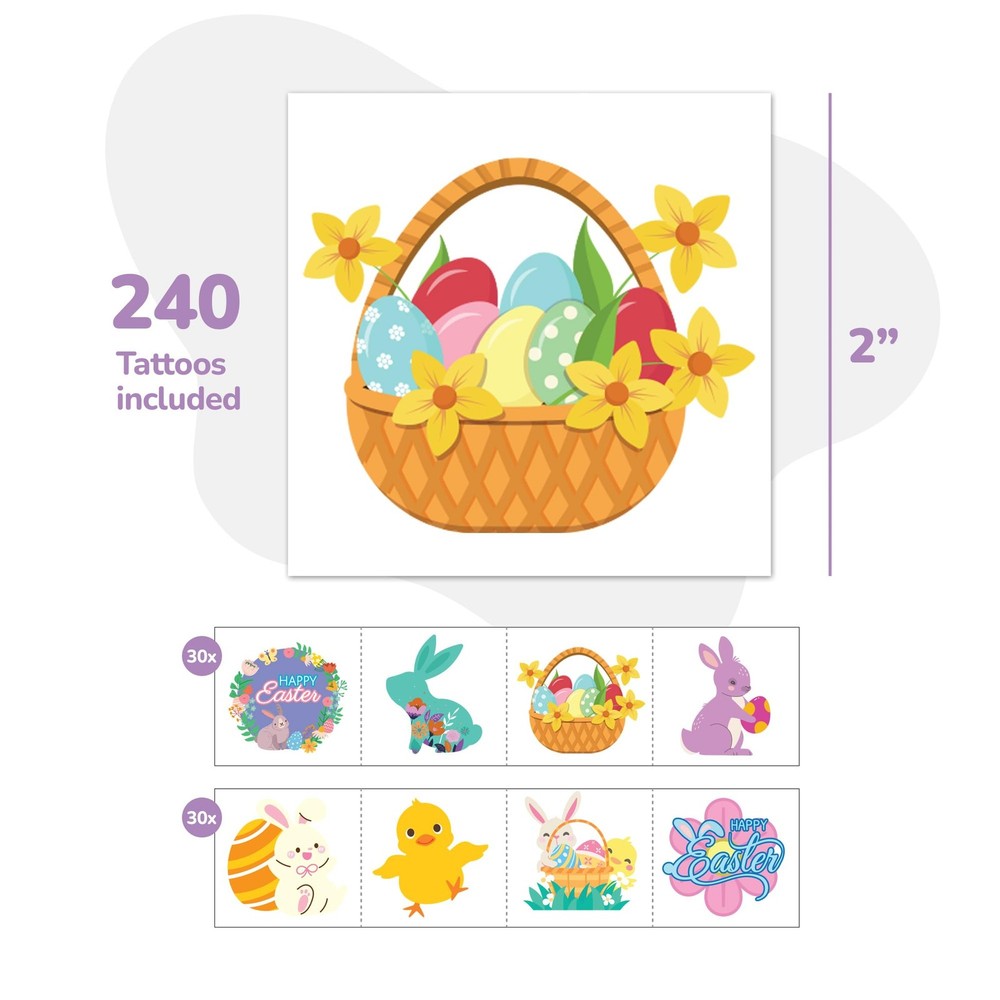 ArtCreativity 240 Pcs Easter Individual Temporary 240 Pieces, 240 Pack