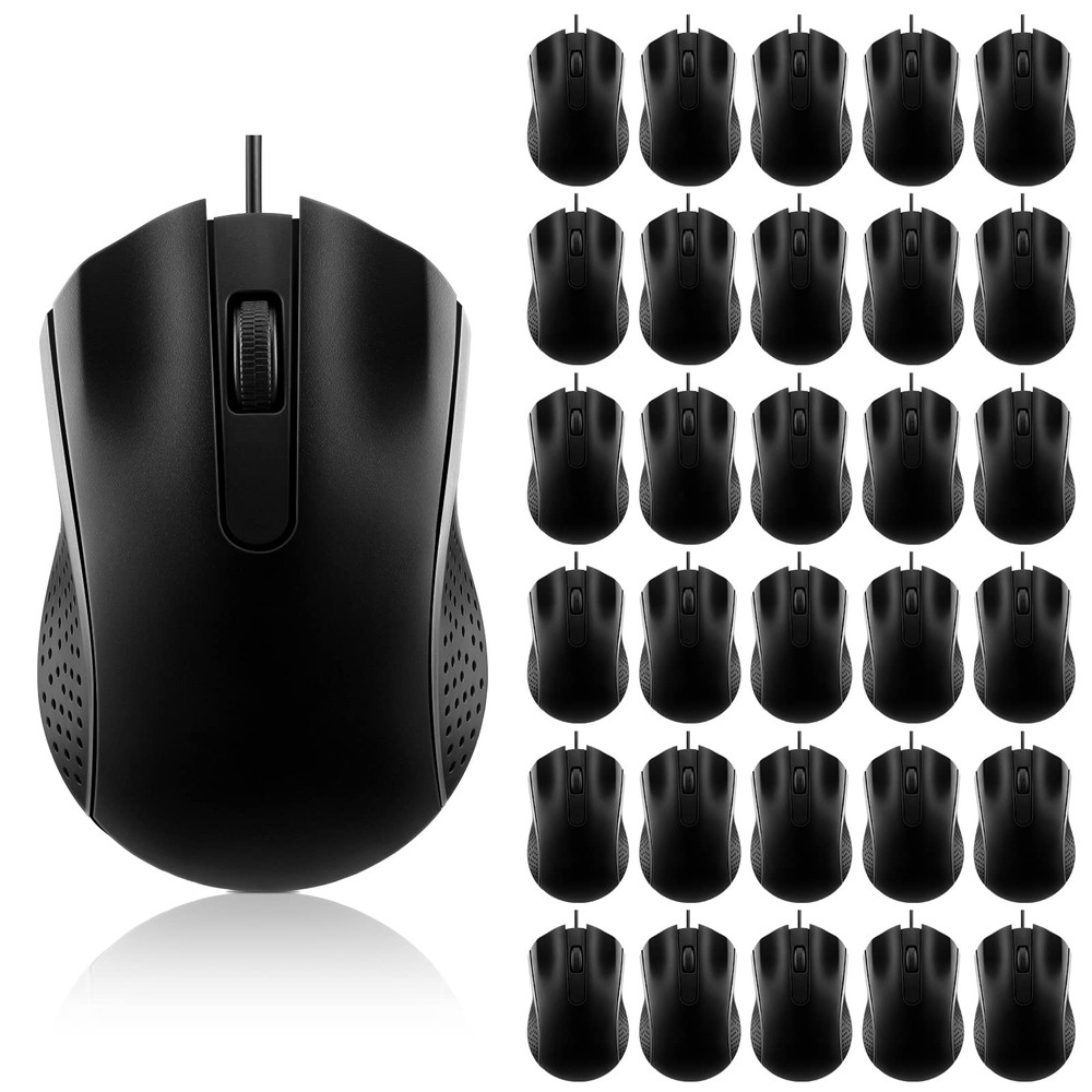 30 Pcs USB Wired Mouse Computer 3 Button Mice Bulk Corded USB Mouse for PC De...