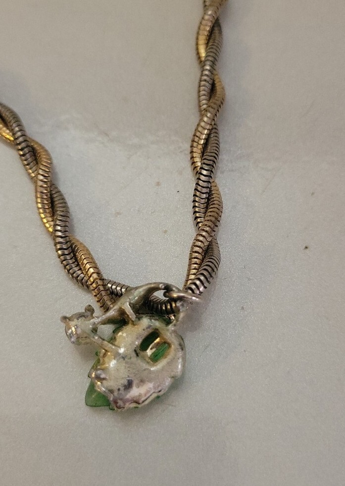 Vintage Lucite Leaf 2 Tone Twisted Necklace