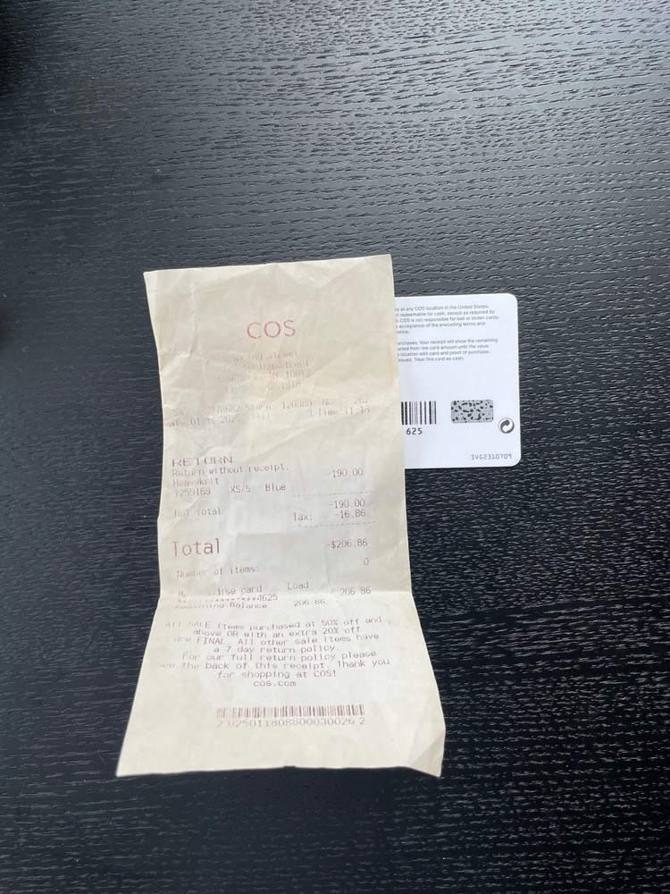 $206 COS Gift Card