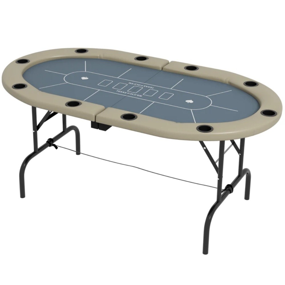 Poker Table 70" Extra-large Oval Foldable Game Table for Eight Players