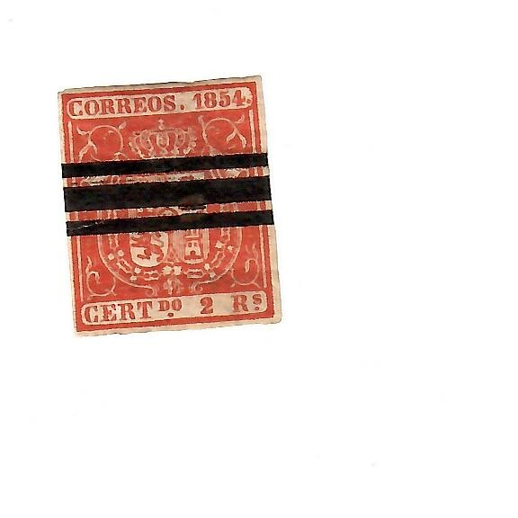 Spain 1854 2 r vermillion used