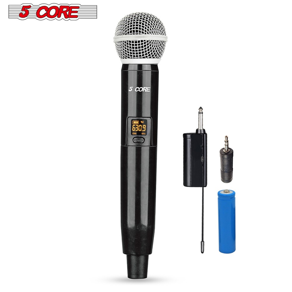 5Core Wireless Microphone Cordless Mic Handheld System Rechargeable Receiver 🎤