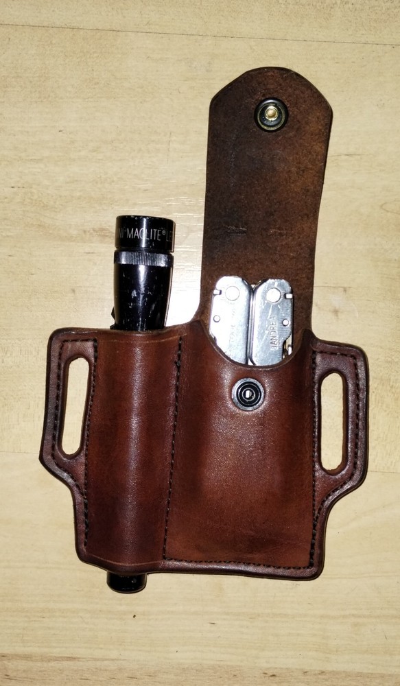 Leather Sheath for Leatherman Wave and mini mag lite