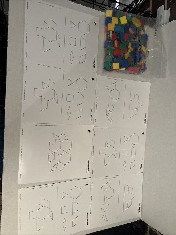 Pattern block Color 4414B geometric- 7 Interactive Activities Worksheets ￼