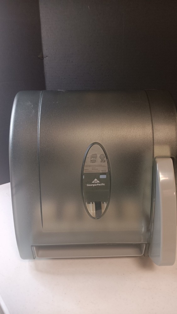 Paper Towel Dispenser,Hardwound,Push Lever,Plastic, , Grey, Clear