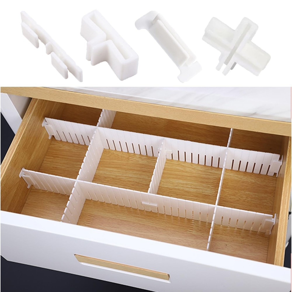 22 Pack Drawer Divider Clips Holder Plastic Mount Fixing Buckle Corner Angle ...