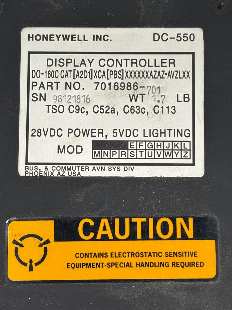 Display Controller DC550 7016986-701 Removed Working 8/5/25