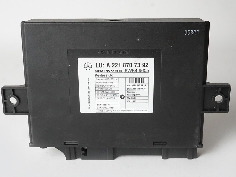 2007 - 2009 Mercedes Benz S Class W221 Keyless Go Control Module Computer Unit