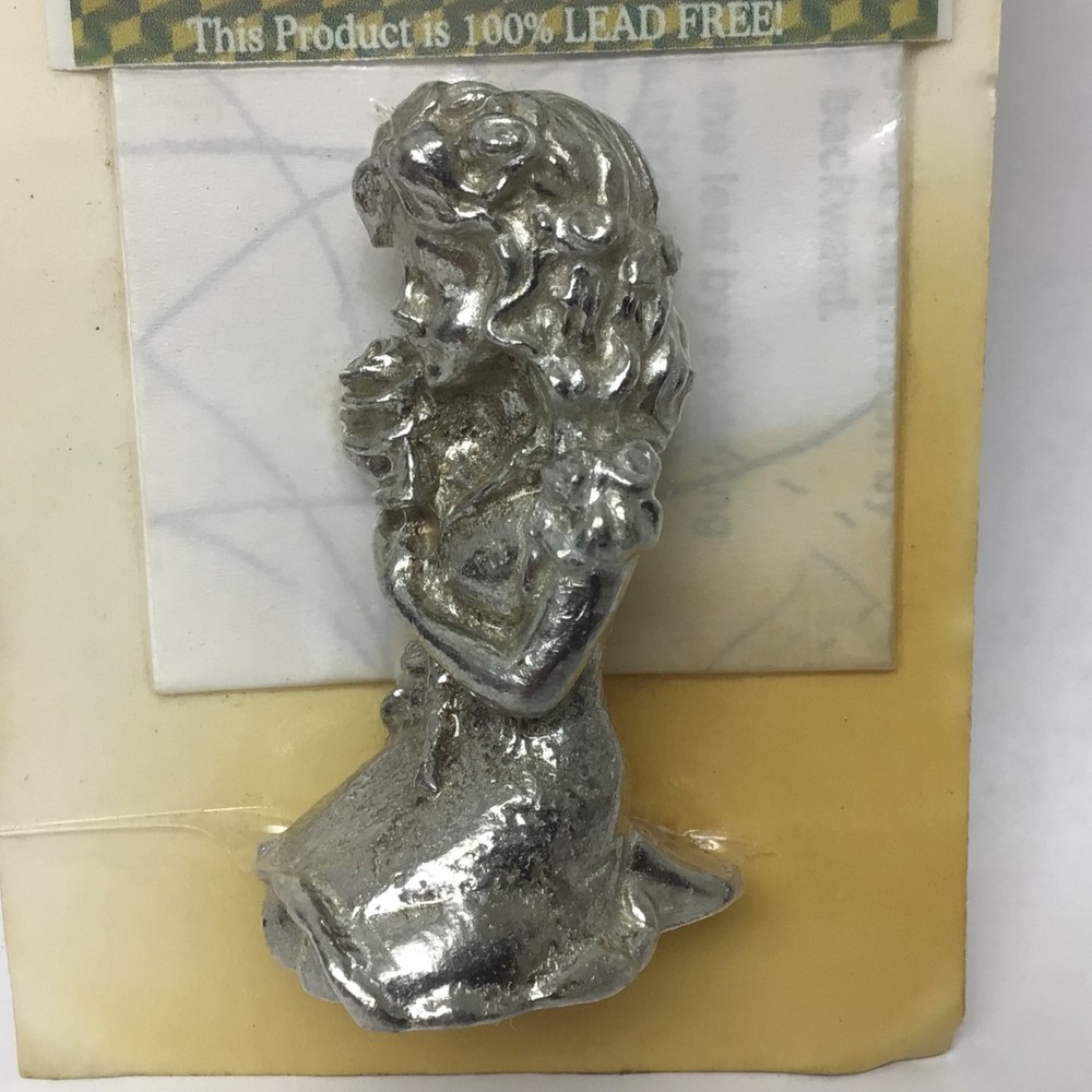 Vintage Casting Connection Leaf Pixie Pewter Figurine with Stained Glass Pattern