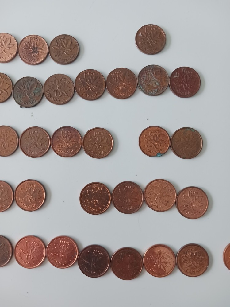 Bundle 41 1 Cent Canada Coins All Different Dates From 1963 To 2011