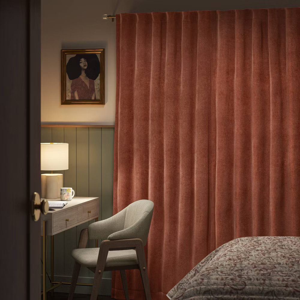 50"x84" Blackout Chenille Curtain Panel Brown - Threshold: Woven Polyester,