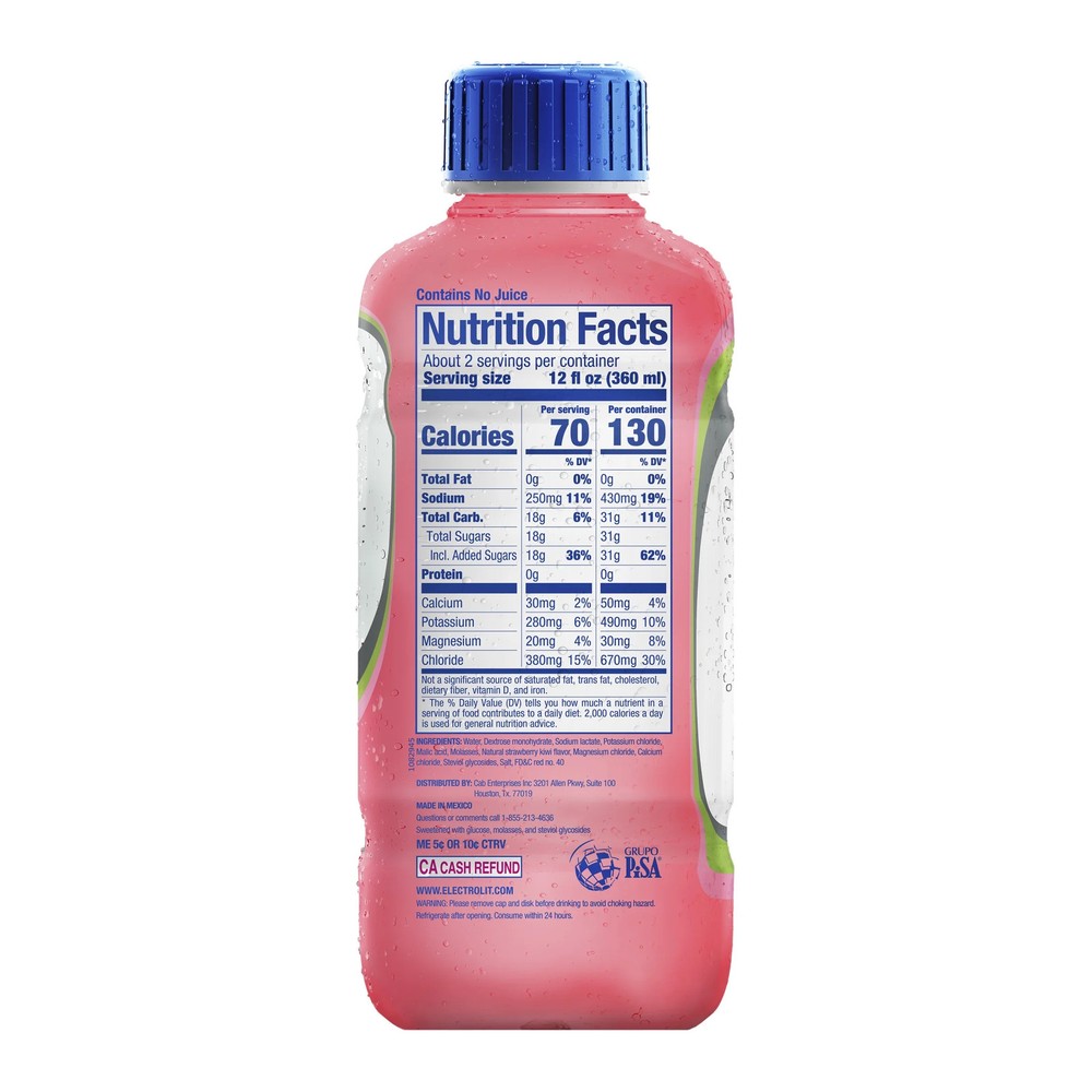 Electrolit Strawberry Kiwi Hydration Drink 21 oz Bottle