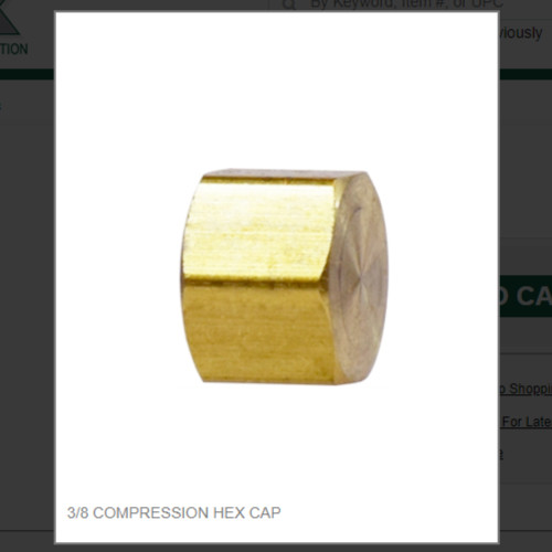 3/8 COMPRESSION HEX CAP # 18048