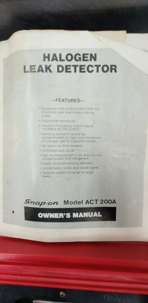 SNAP-ON TOOLS VINTAGE ELECTRONIC HALOGEN LEAK DETECTOR ACT200A