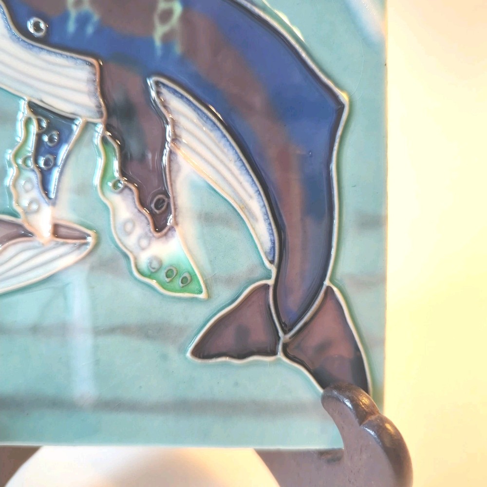 Two (2) Humpback Whale Ceramic Tiles 6” Square