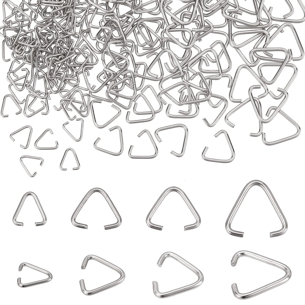 PH PandaHall 560pcs Open Jump Rings Bails 4 Sizes Triangle Silver
