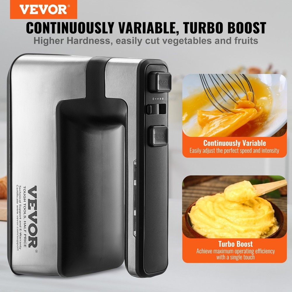 Cordless Electric Hand Mixer, 100W, Continuously Variable Electric Handheld Mixe