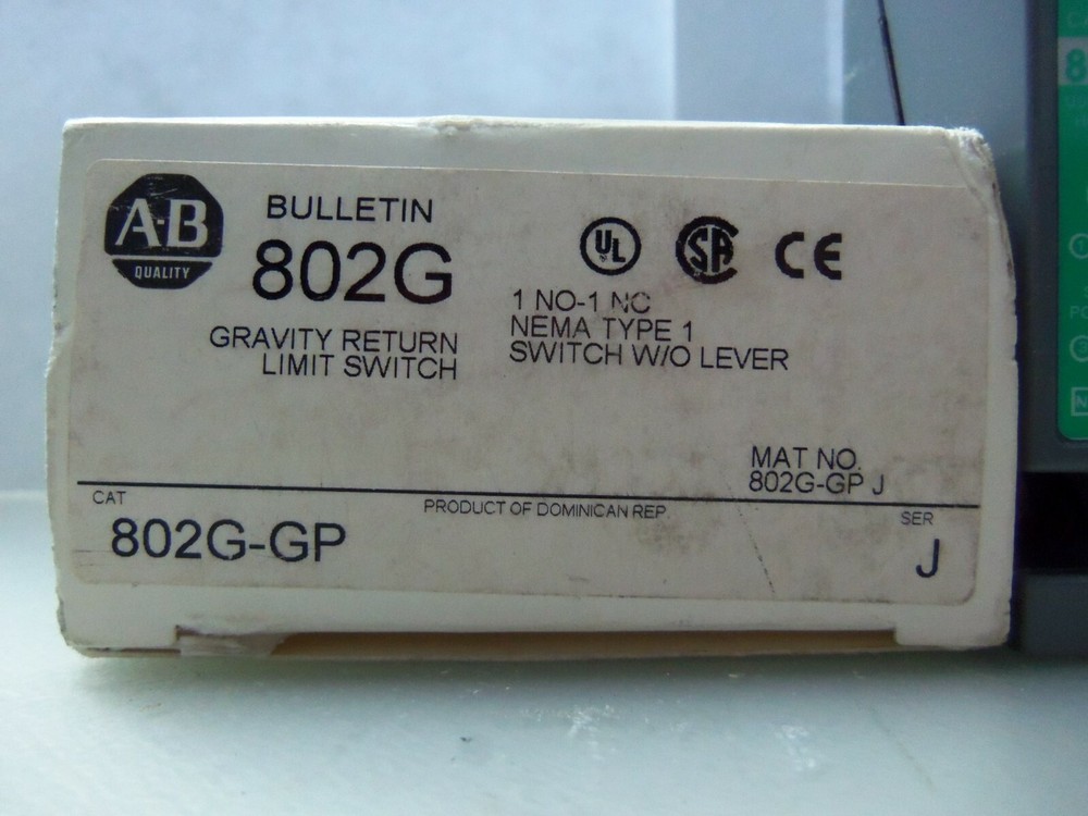 New Allen Bradley 802G-GP Gravity Return Limit Switch Series J NIB