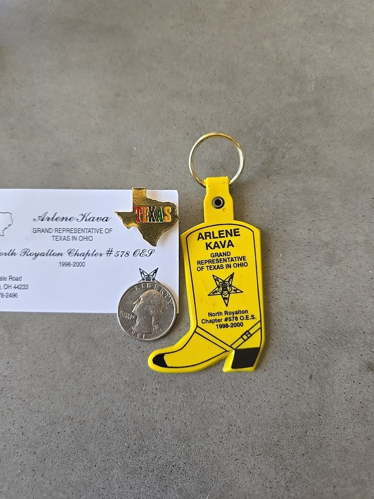 Vintage Texas State Shape Travel O.E.S. Lapel Hat Pin Button & Keychain 2000