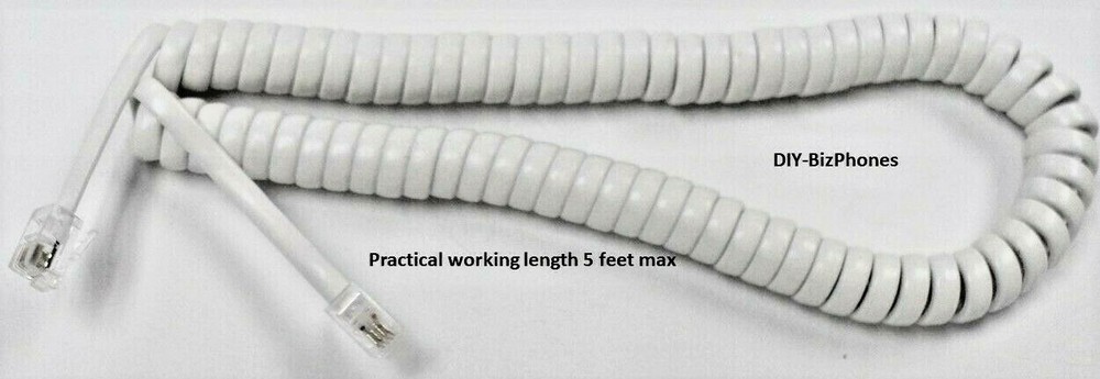 2-Pack Bright White 9Ft Hepester Phone Handset Cord Big-Button Curly Coil
