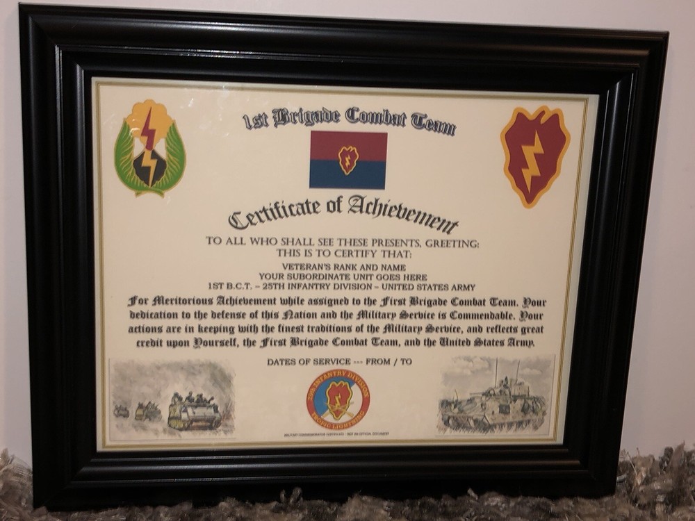 1ST B.C.T. / 25TH INFANTRY DIVISION (COMMEMORATIVE CERTIFICATE)