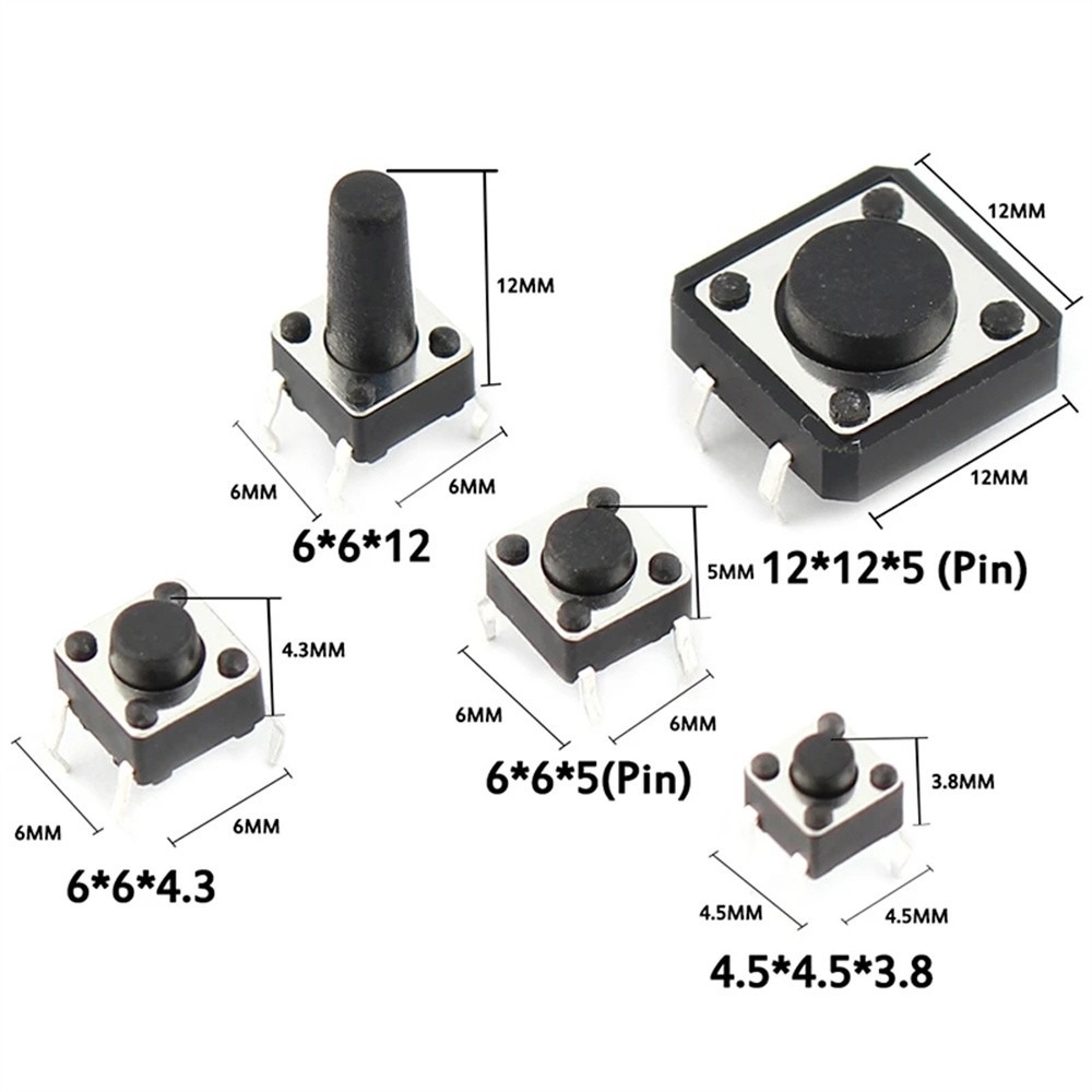 250PCS*Tact Button Switch High-Precision Mechanism Micro Momentary Assortment