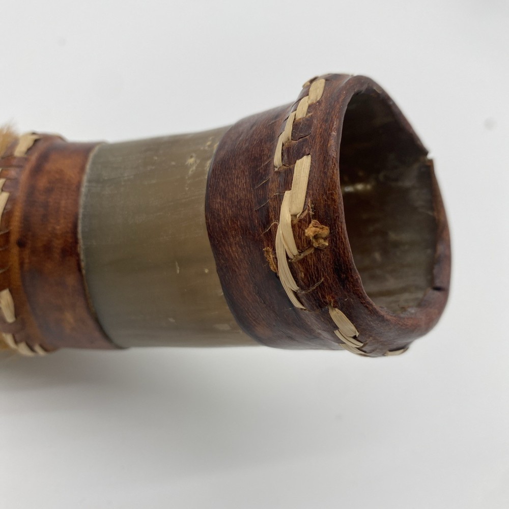 Vintage Powder Horn Muzzleloader with Leather Straps Hand Crafted