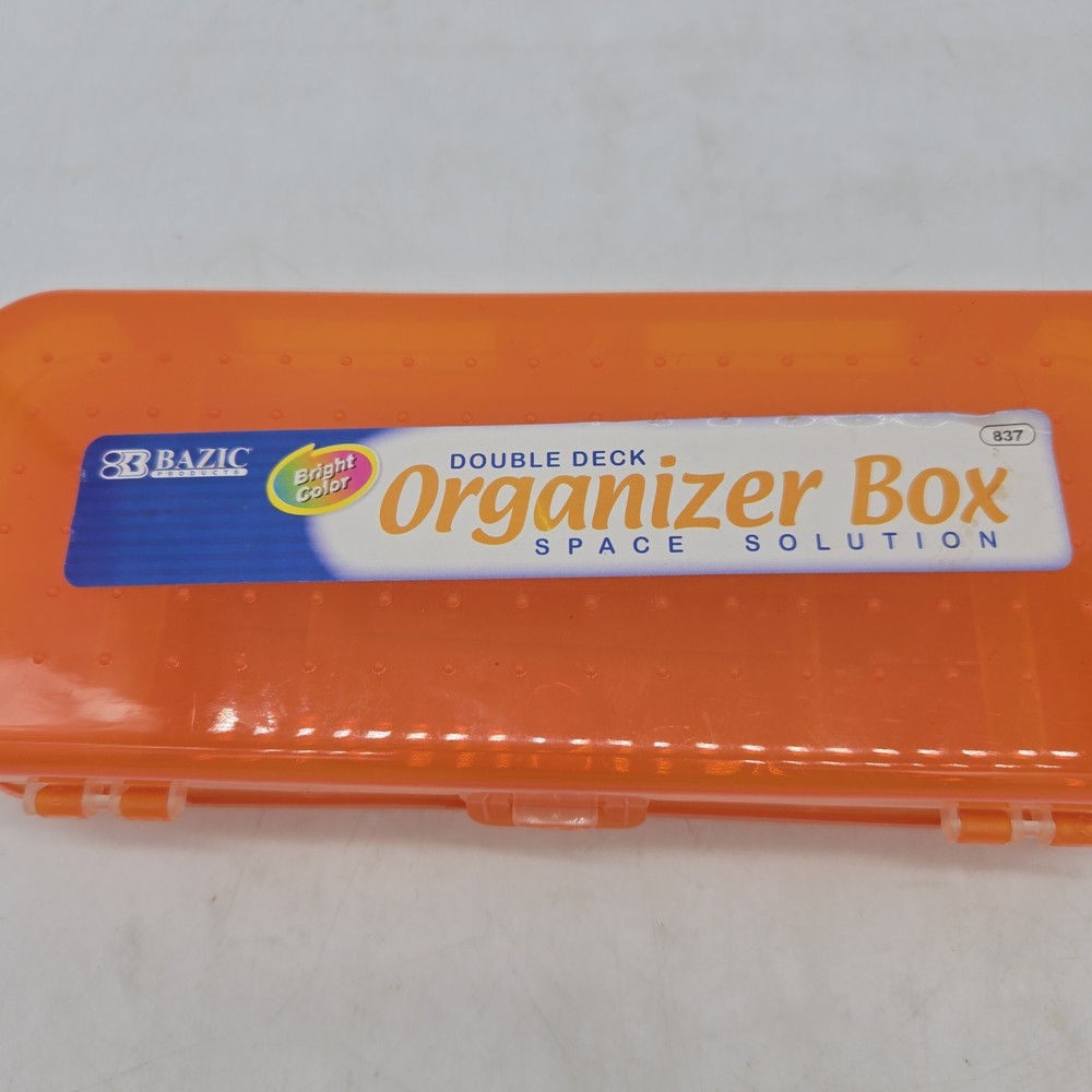 BAZIC Plastic Pencil Case 8" Double Deck Utility Storage Box, Organizer Orange