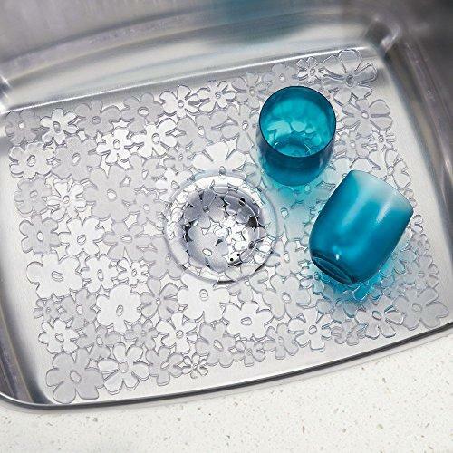 iDesign Blumz Floral BPA-Free Flexible PVC Plastic Large Sink Protector Mat -