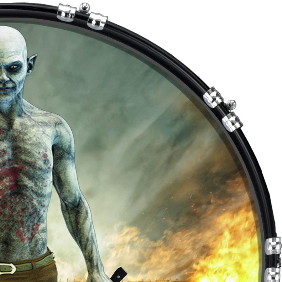 20" Custom Bass Kick Drum Front Head Graphic Graphical Zombie 5