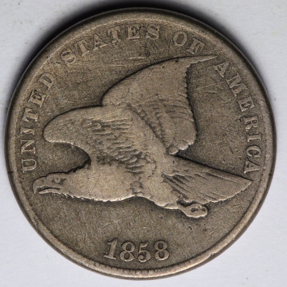 1858 S.L. Flying Eagle Cent Penny FINE+ E196 QNE