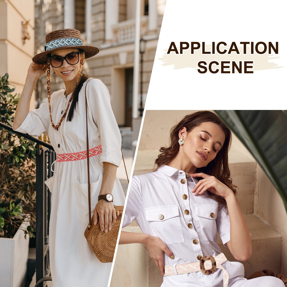 4.75Yards Cotton Webbing Strap 38mm Jacquard Webbing Strap, Khaki-Black