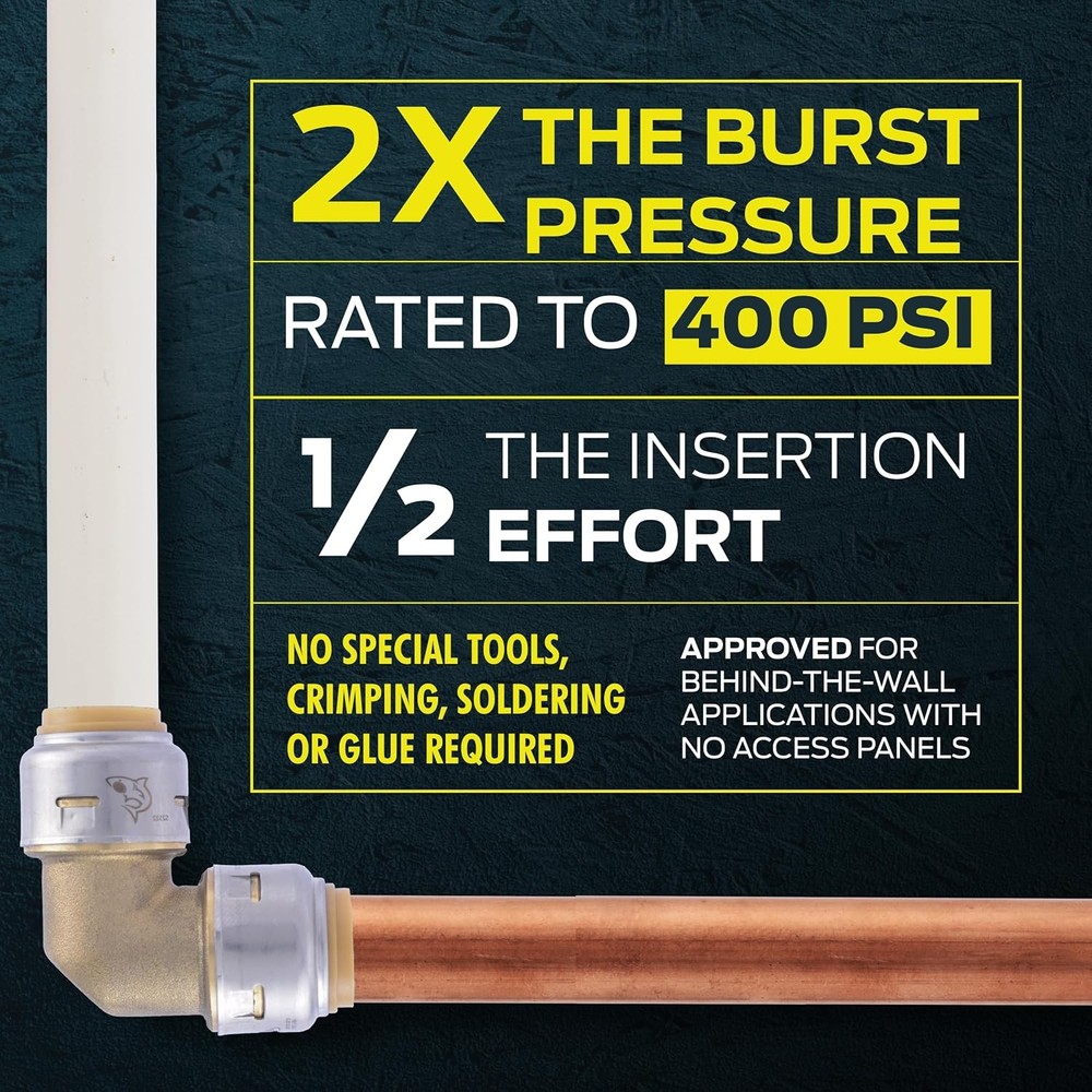 SharkBite Max 3/4 Inch Coupling, Push to Connect Brass in.,
